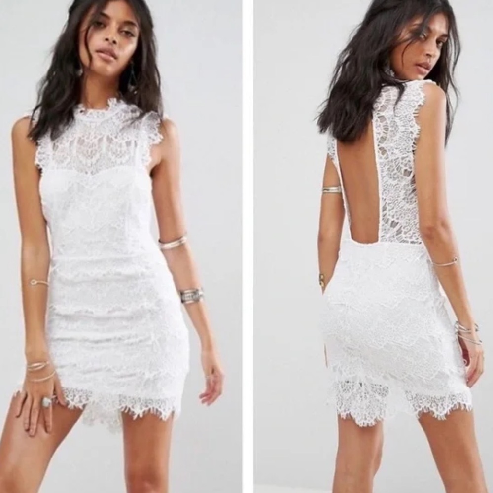NWT Free People Daydream Lace Open Back Dress White Size Large